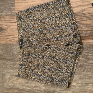 Oat New York High Waist Floral Shorts in Navy and Mustard